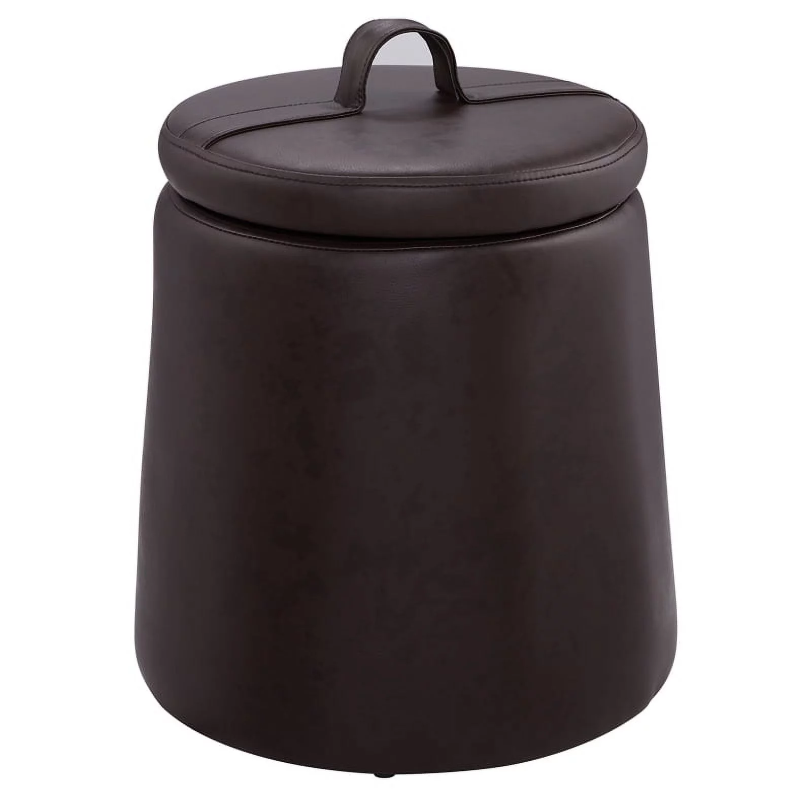 Riverbay Furniture Upholstered Faux Leather Storage Ottoman in Brown