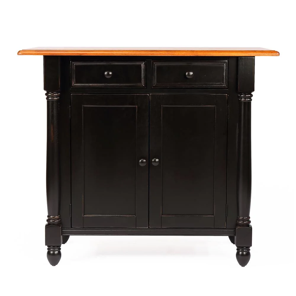 Sunset Trading Black Cherry Selections 3-Piece Wood Kitchen Island Set in Black