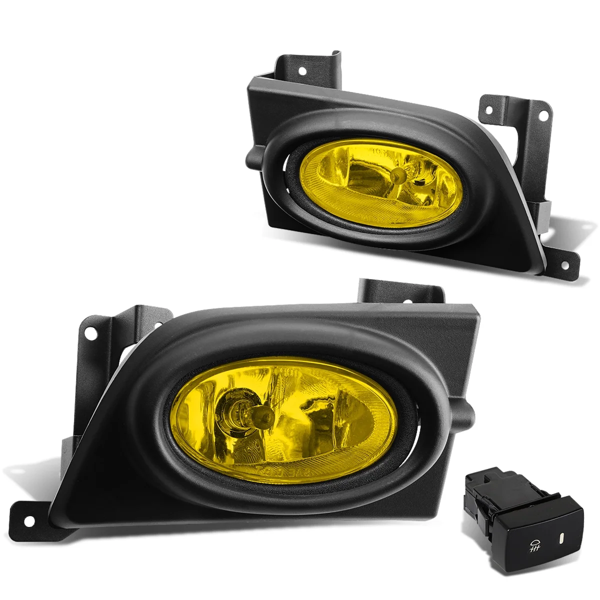 DNA Motoring FL-HC064-AM For 2006 to 2008 Honda Civic 4-Door Sedan Driving Fog Light+Wire+Switch Amber Lens 8th Gen 07