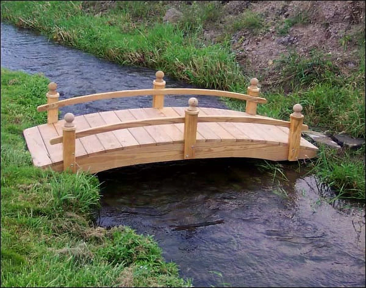 4' Treated Pine Amelia Single Rail Garden Bridge