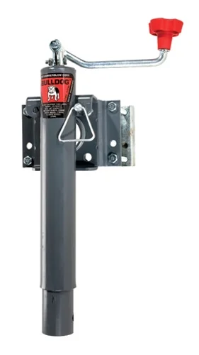 BULLDOG 151443 Round Trailer Jack, Side Mount, 2,000 lbs. Lift Capacity, Topwind, Bolt-On, 10 Inch Travel
