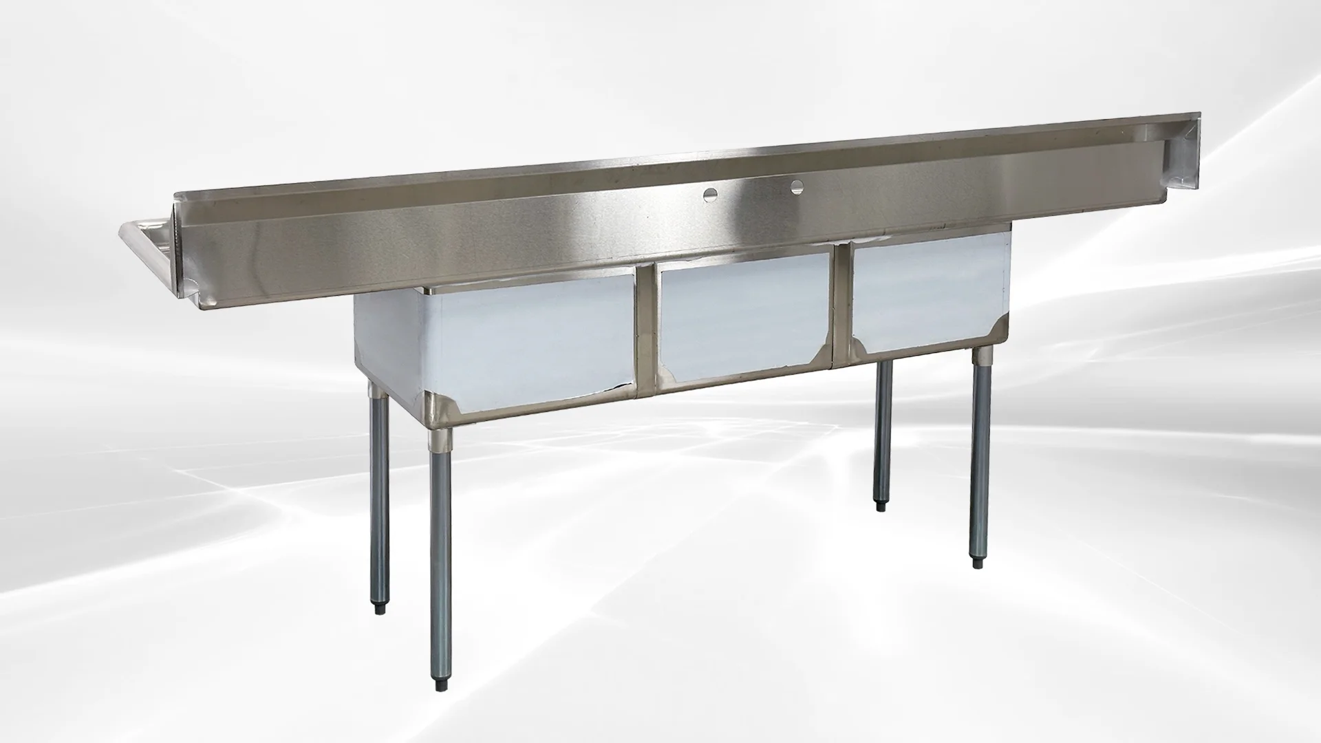 90 in. Commercial Restaurant Kitchen 3 Compartment Stainless Steel Sink with Two Drain Board
