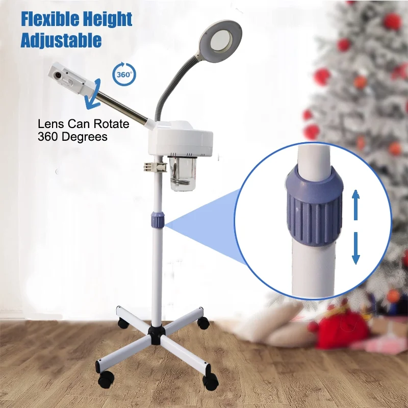 2-In-1 Facial Steamer+5X Headlight Ozone Humidifier with Adjustable Nozzle, Home Salon Spa Beauty Equipment.