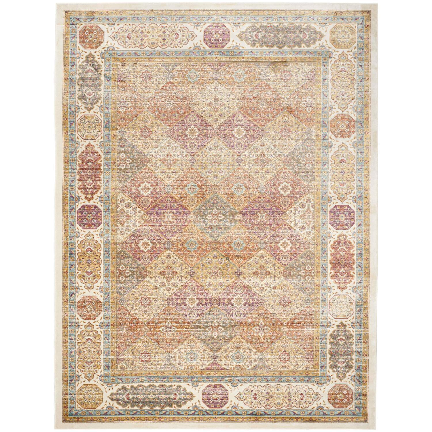 SAFAVIEH Sevilla Janey Geometric Bordered Area Rug, Ivory/Multi, 8' x 11'