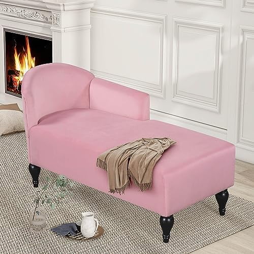 HOOMHIBIU 57.5" Mid Century Vintage Velvet Chaise Lounge Indoor  Modern Tufted Upholstery Lounge Sleeper Chair with Wood Legs Multi-Purpose Sofa for Living Room/Bedroom/Apartment/Offi