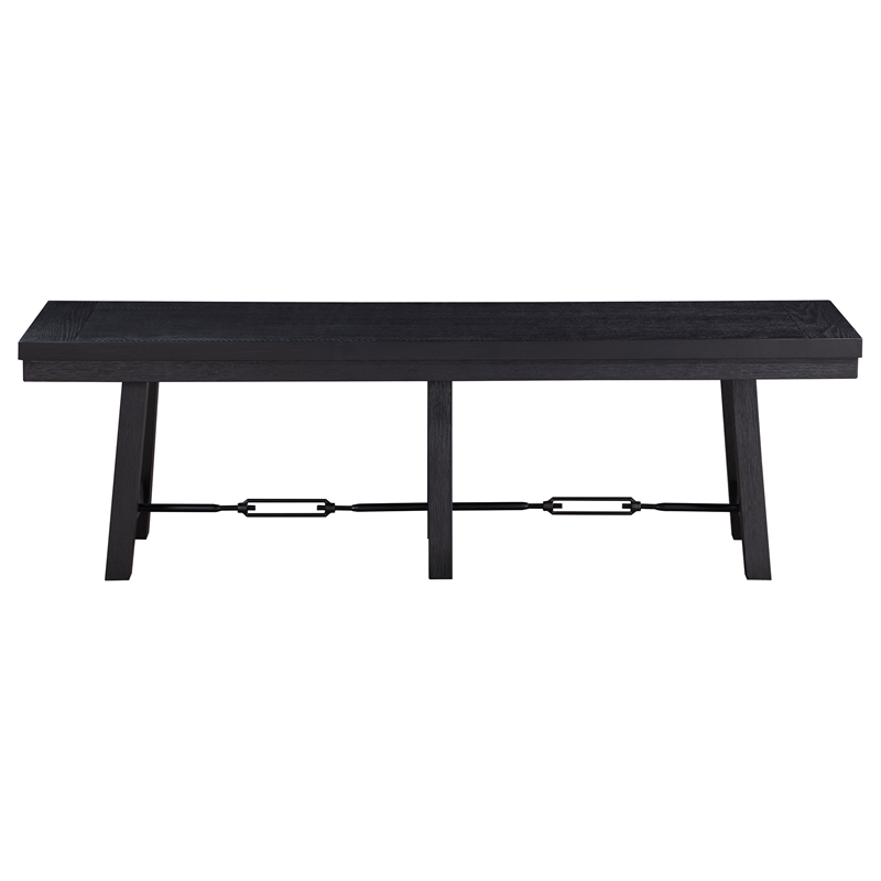 Pemberly Row Farmhouse Rustic Wood Trestle Dining Bench in Black