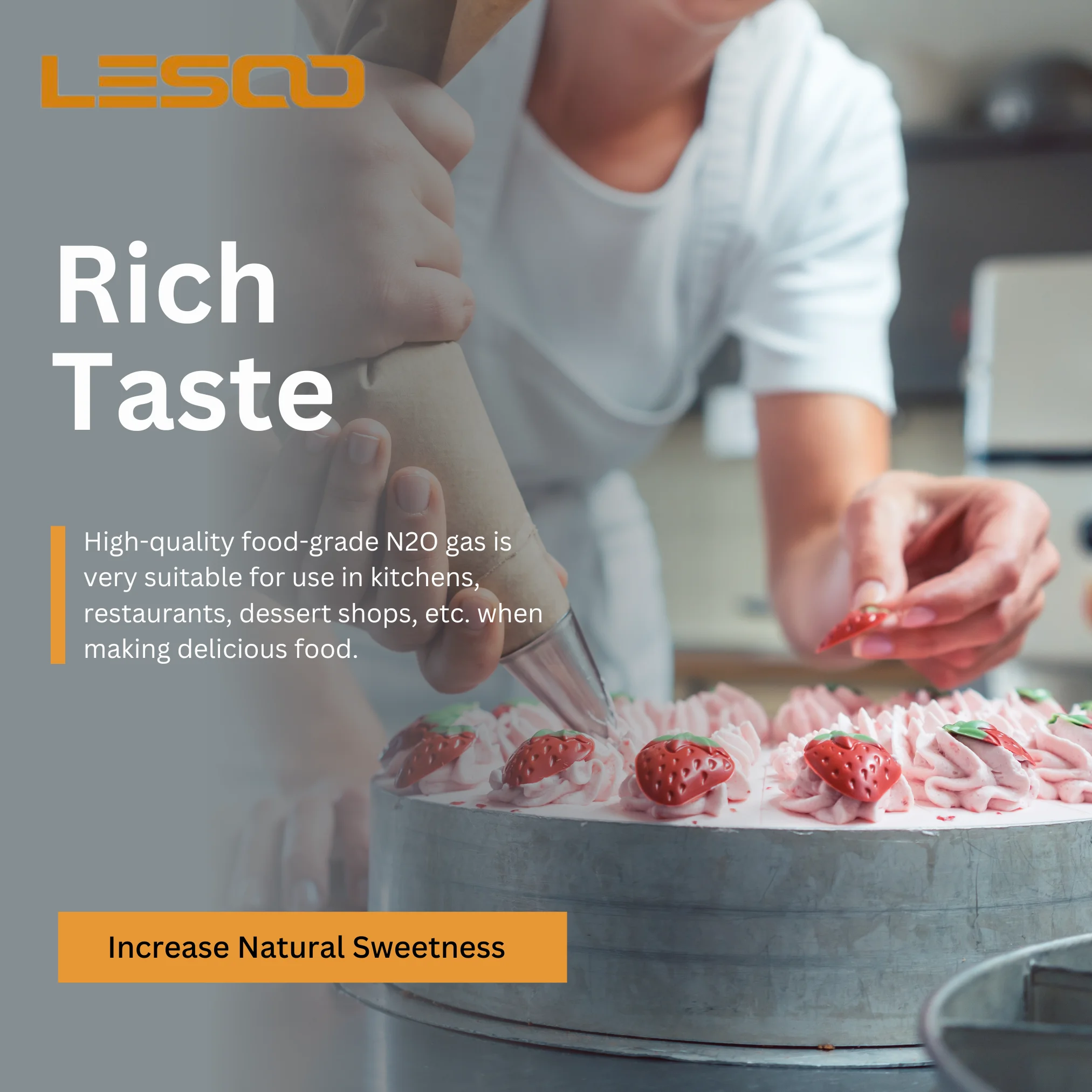 LesooWhip Whipped Cream Charger Pure 0.99L N2O Whip Cream Charger 615G Whipped Cream Cartridge ( 5 Cylinders)