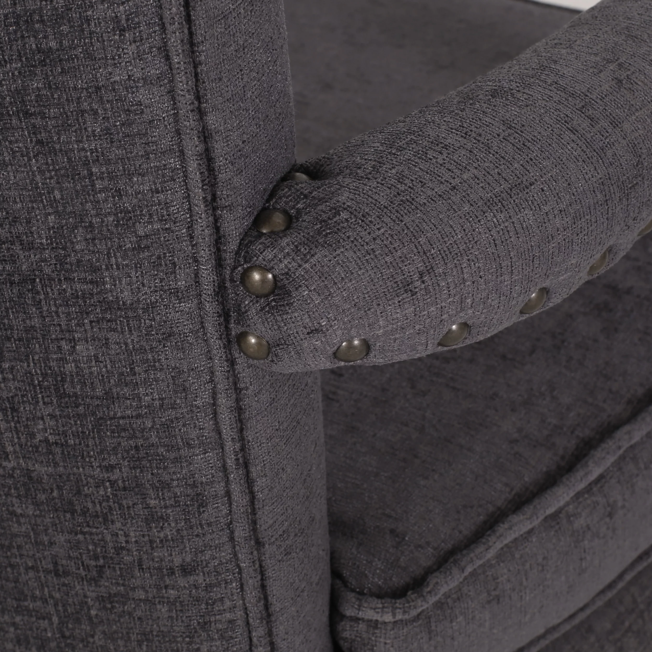 Noble House Ardson French Fabric Dining Arm Chair Set of 4, Gray, Natural