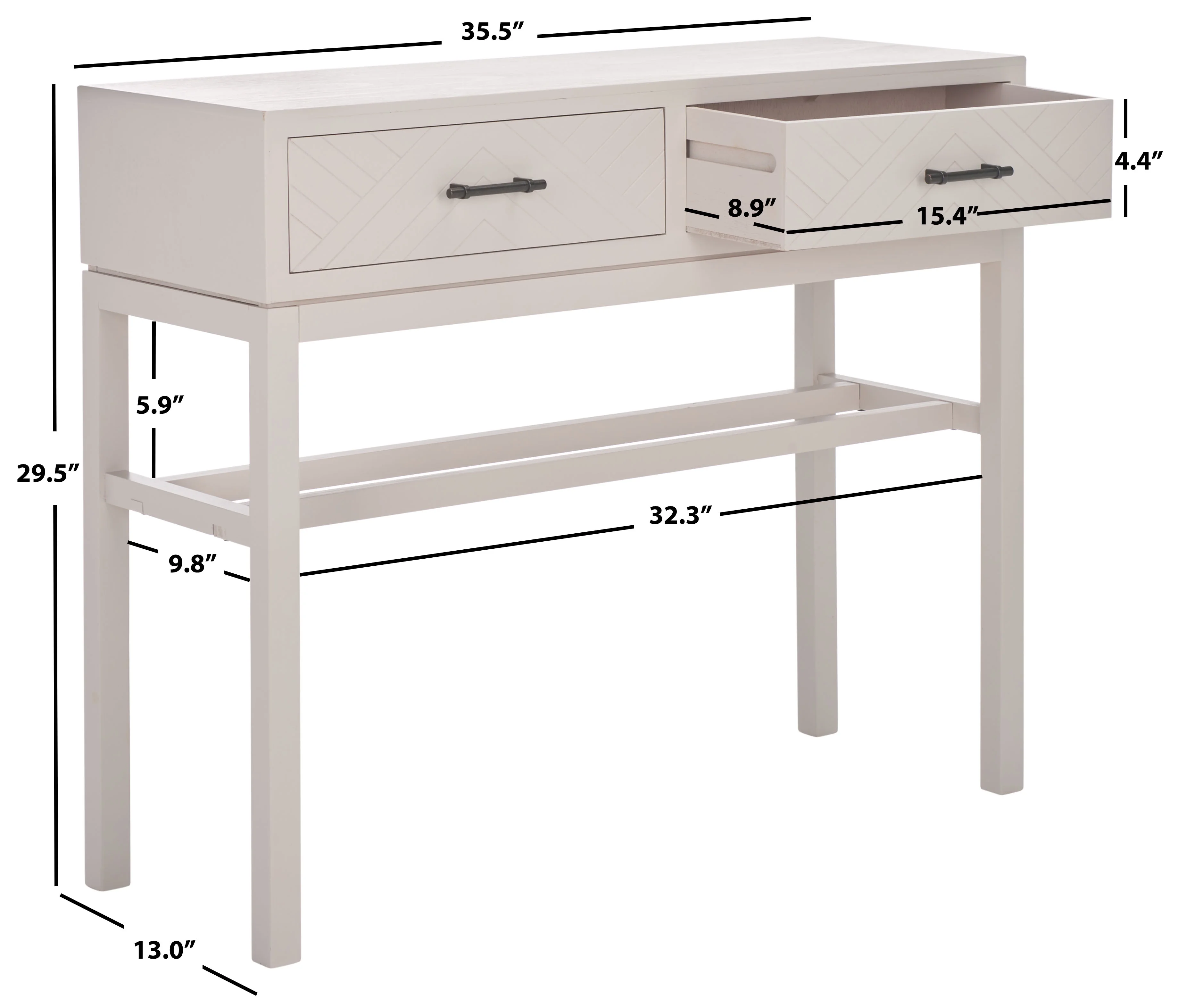 SAFAVIEH Ajana Amish Style 2 Drawer Rectangle Console, Summer Gray