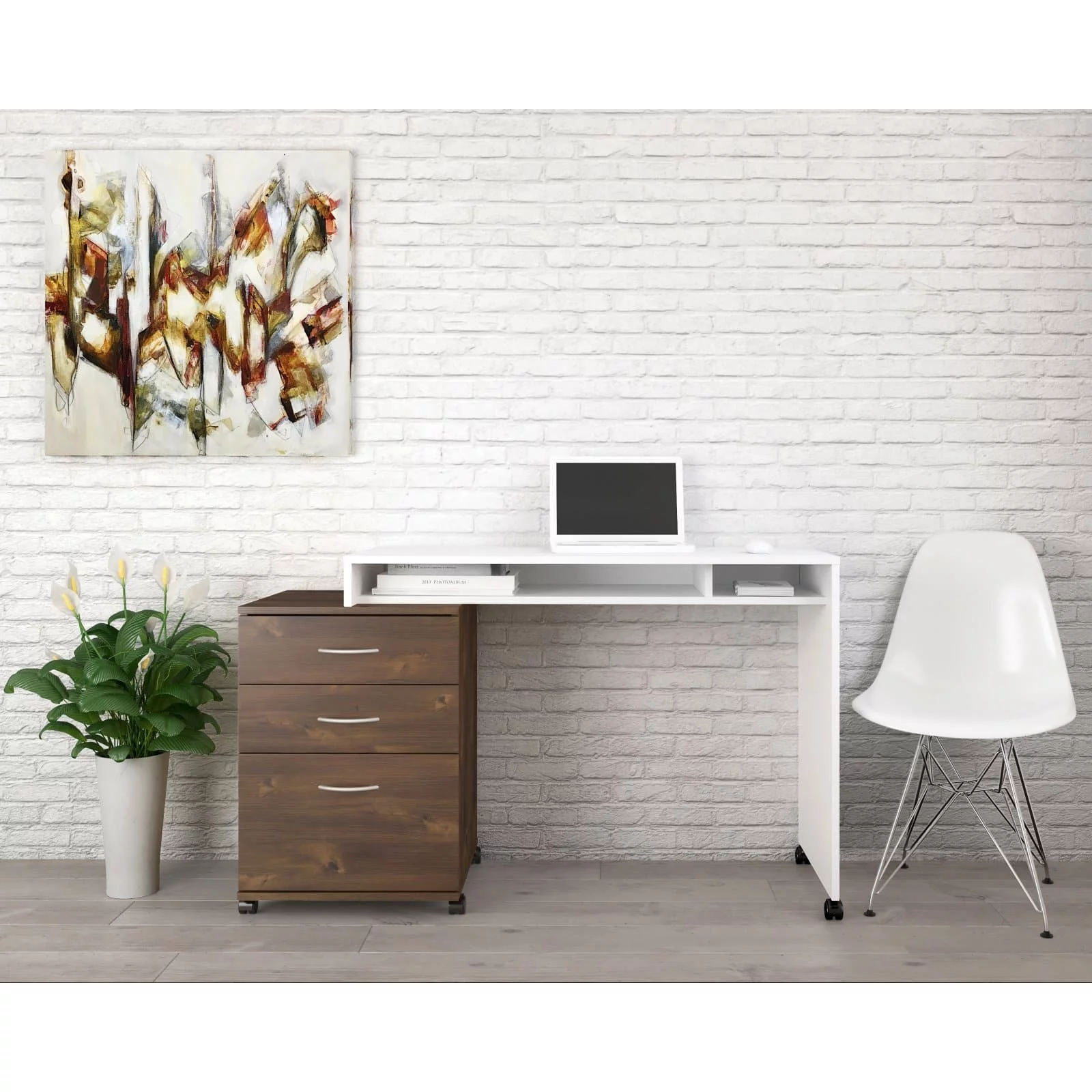 Essentials 2 Piece Home Office Set White and Black