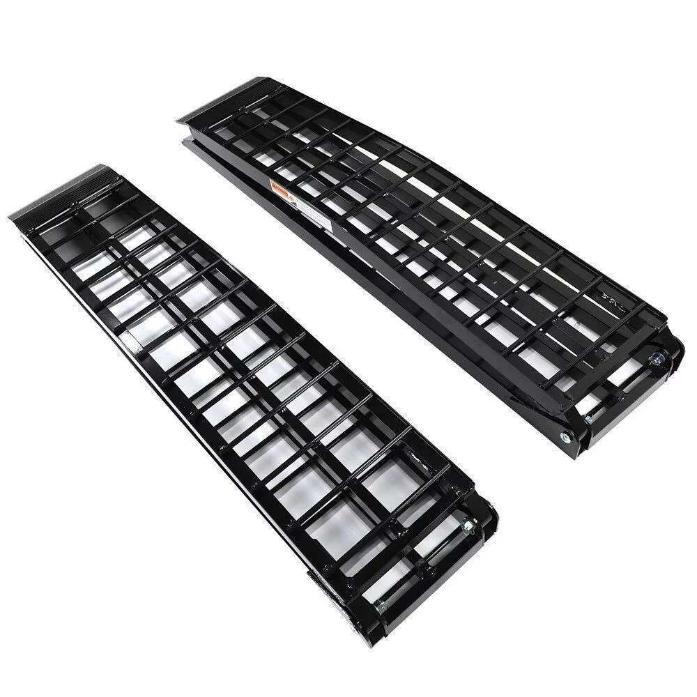 GoDecor 1 Pair 1200lbs 9ft Aluminum Plate Folding ATV Truck Trailer Loading Ramp Black