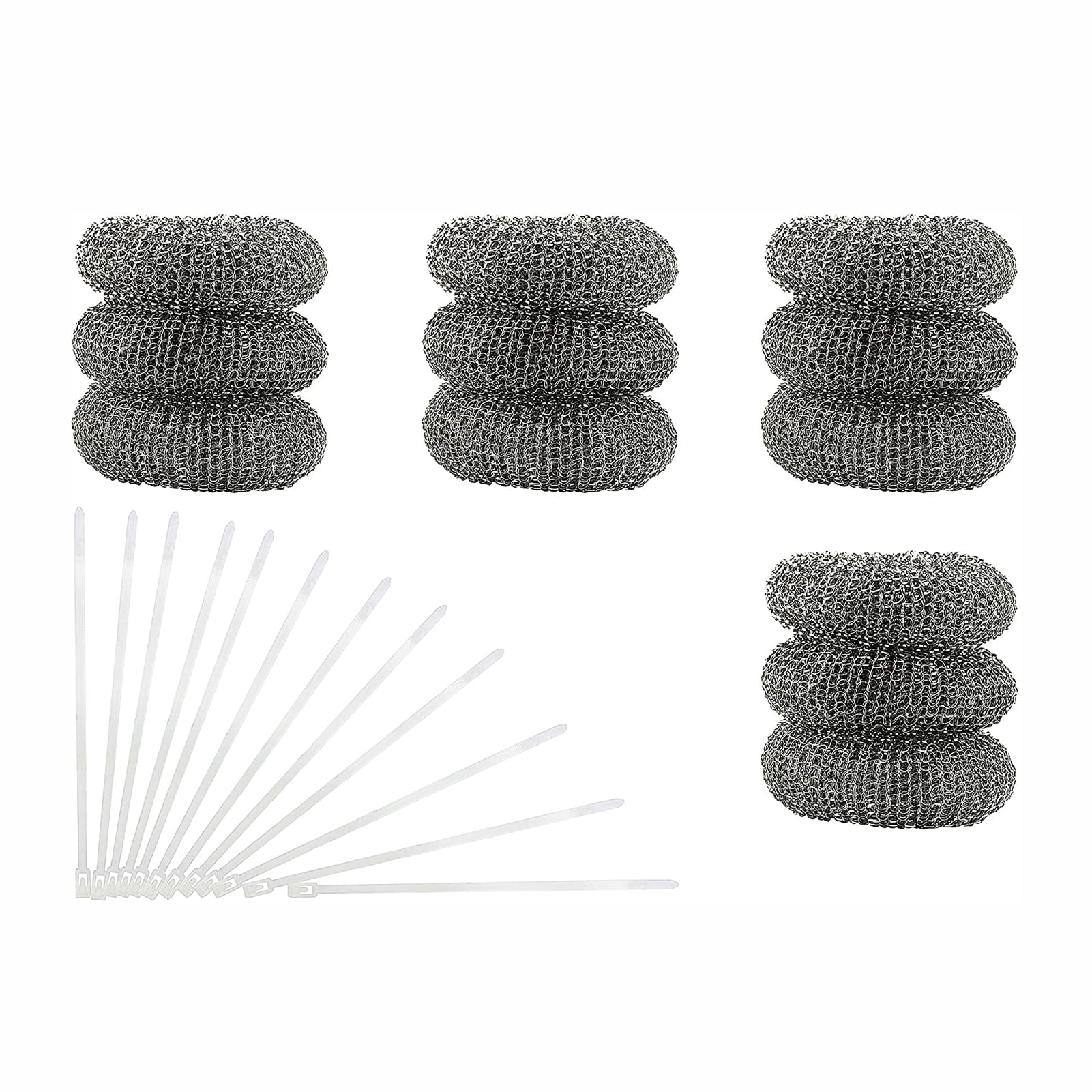 Anself 12Pcs Lint Traps with 12 Ties Attach to Washer Sink Hose Stainless Steel Lint Catcher From Clogging
