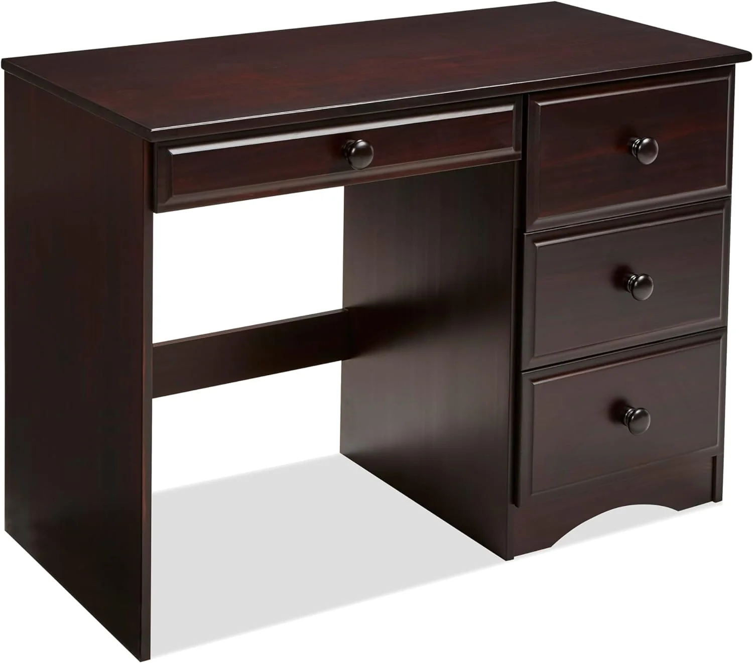 Writing Desk / 43.5 Inch W / Study Writing Table For Home Office / Solid Wood / Natural Variations Of Wood Grains / 4 Drawers, Cappuccino