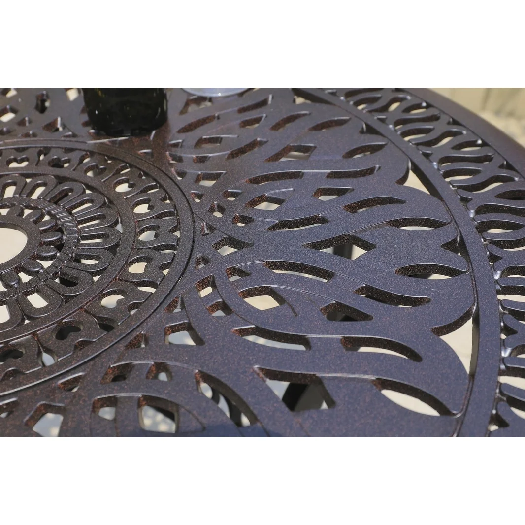 5PCS Outdoor Furniture Dining Table Set All-Weather Cast Aluminum Black