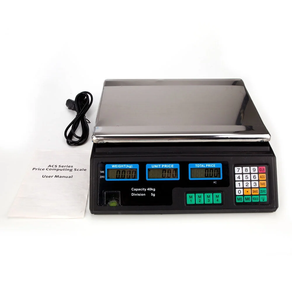 40kg/5g Digital Weight Scale Price Computing Retail Count Scale Food Meat Vegetable Scales