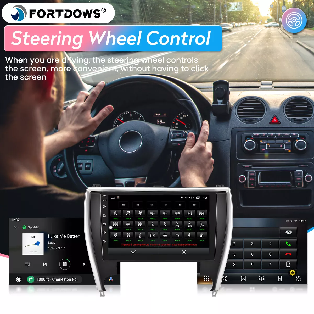 For 2015-2017 Toyota Camry Radio Car Carplay Android GPS Navigation 2+32GB