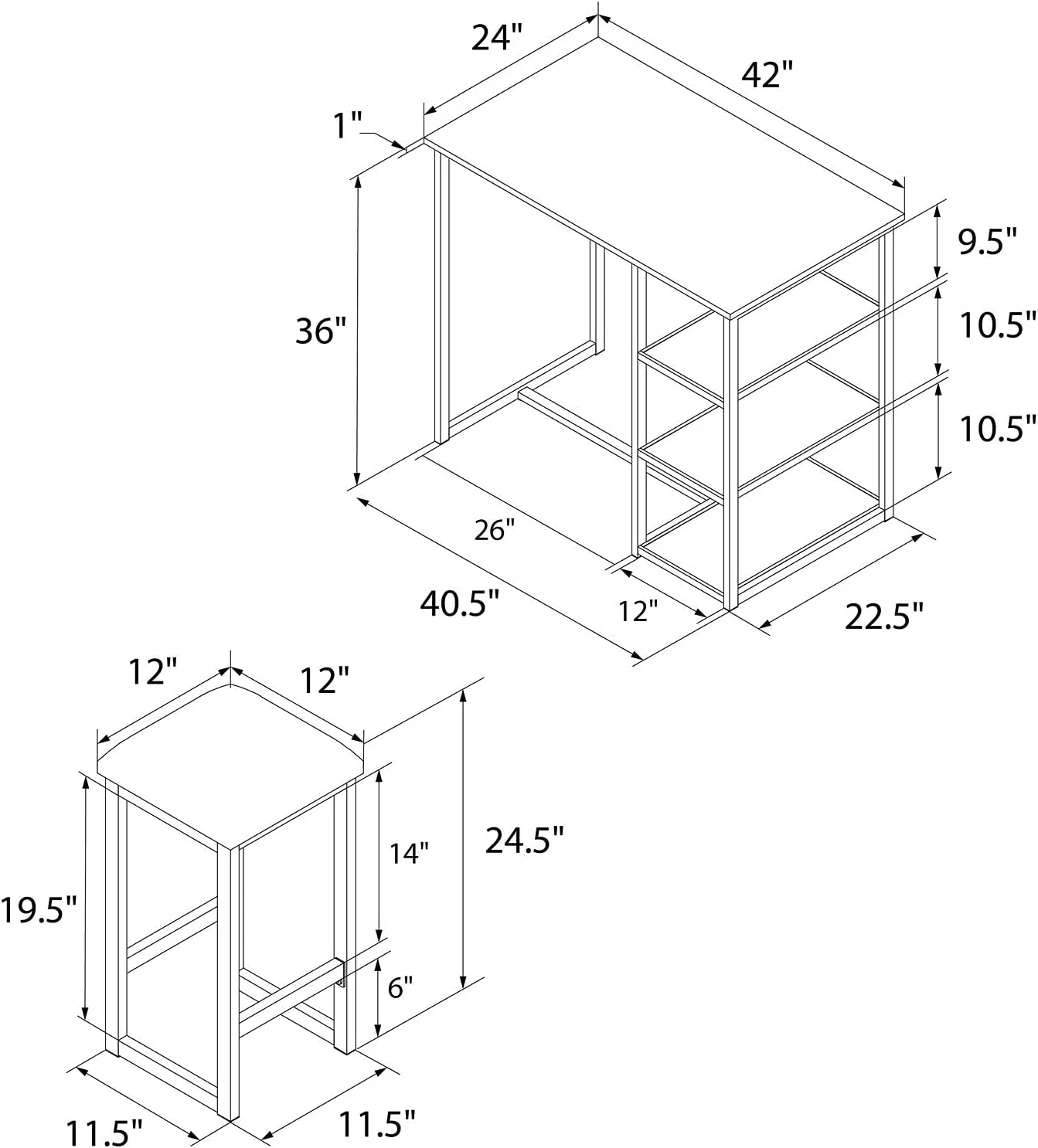 TJUNBOLIFE Cosmo 3-Piece Metal Pub Set With Wood Top  Dark Mahogany