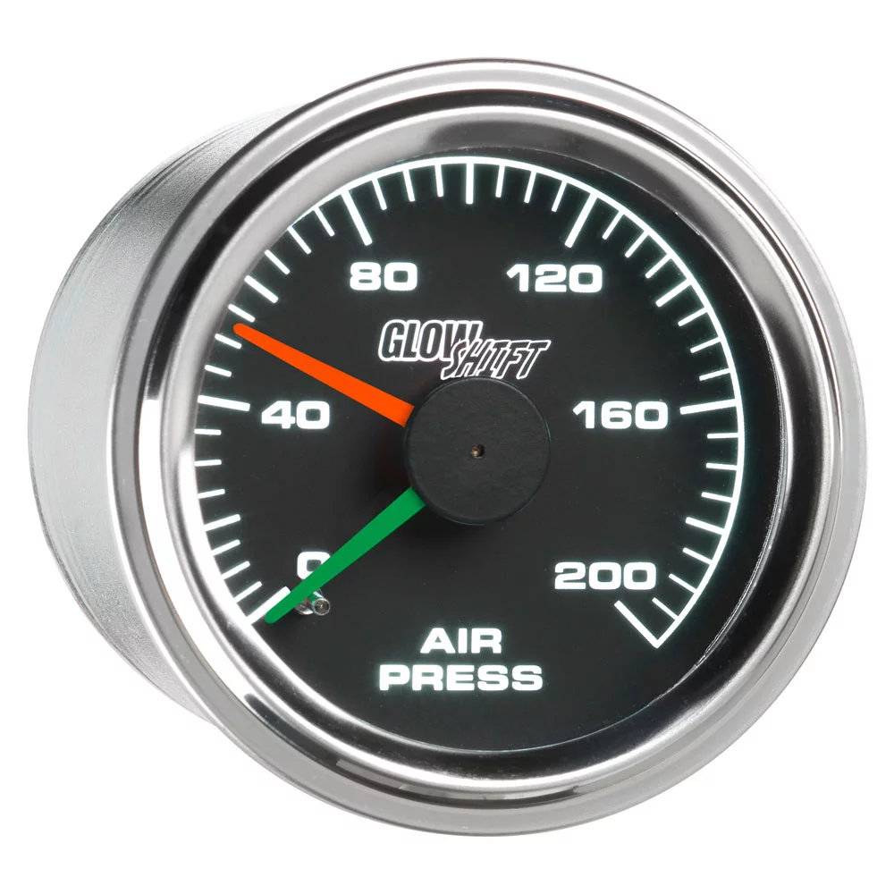 GlowShift Mechanical Series 200 PSI Dual Air Pressure Gauge