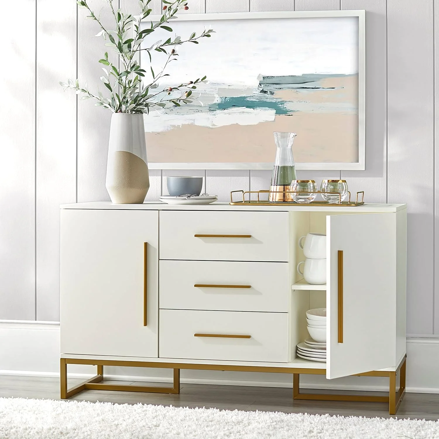 HBBOOMLIFE Simple Living Emmeline Modern Sideboard White