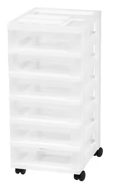 IRIS  68 Qt. 6-Drawer Cart Storage Bin in White