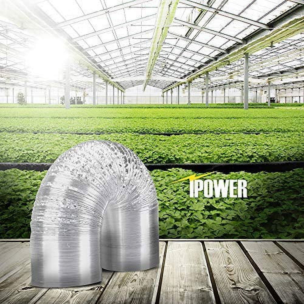 iPower  GLDUCT8C Non-Insulated Ducting Aluminum Foil Vent with 2 Clamps, 8-Feet 6-Inch, ProFlex Clothes Dryer Transition Duct, Fire-Resistance Coating. Strong & Flexible, Contains Corrosion Resistant