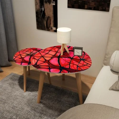 TQJKLFDY Small Coffee Nesting  Abstract Stained Glass Mosaic Triangle End  Center   Modern   Room Bedroom Balcony