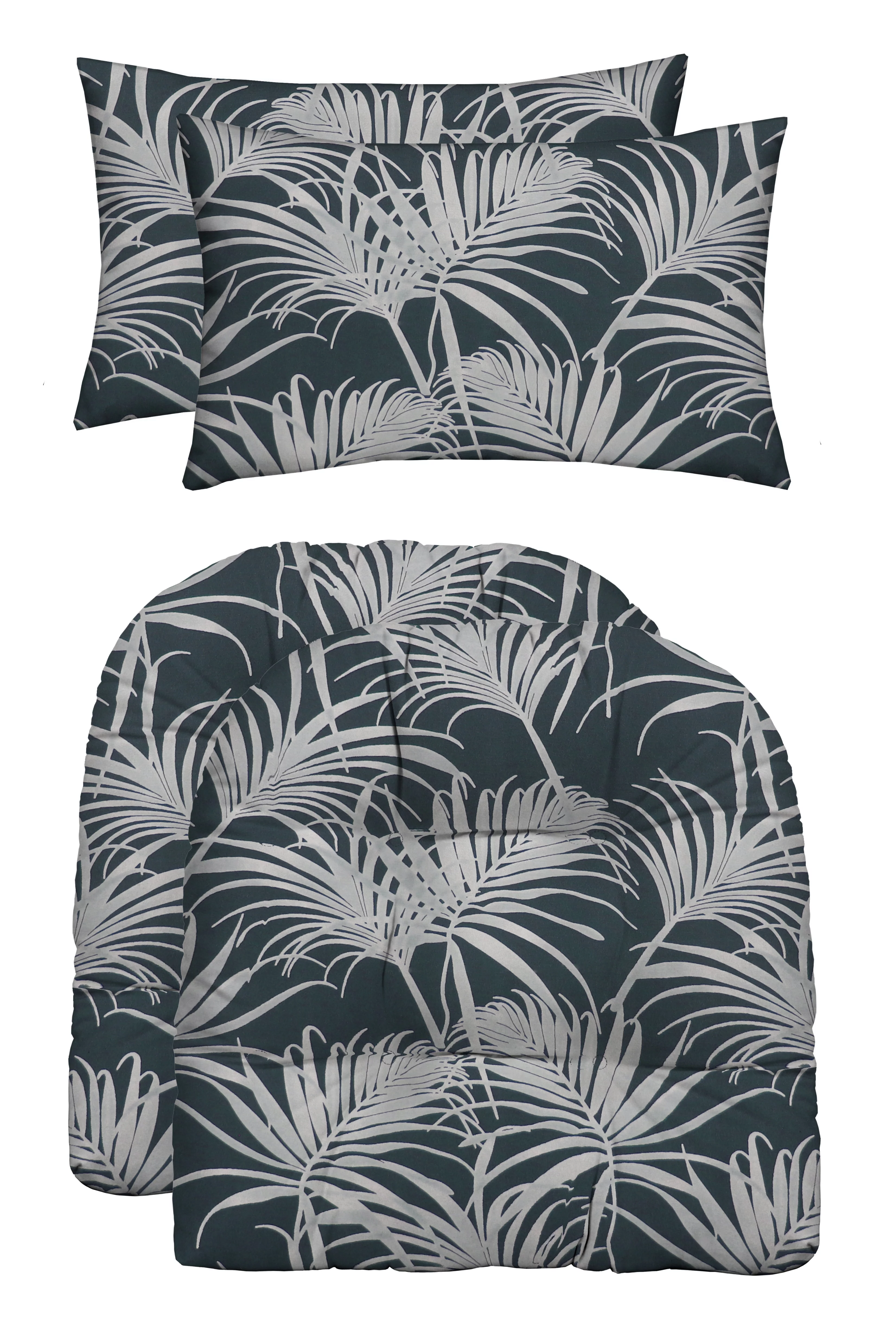 RSH Décor Indoor Outdoor Set of 2 U-Shape Cushions and 2 Lumbar Pillows, Standard, Cabrillo Passport Navy Blue