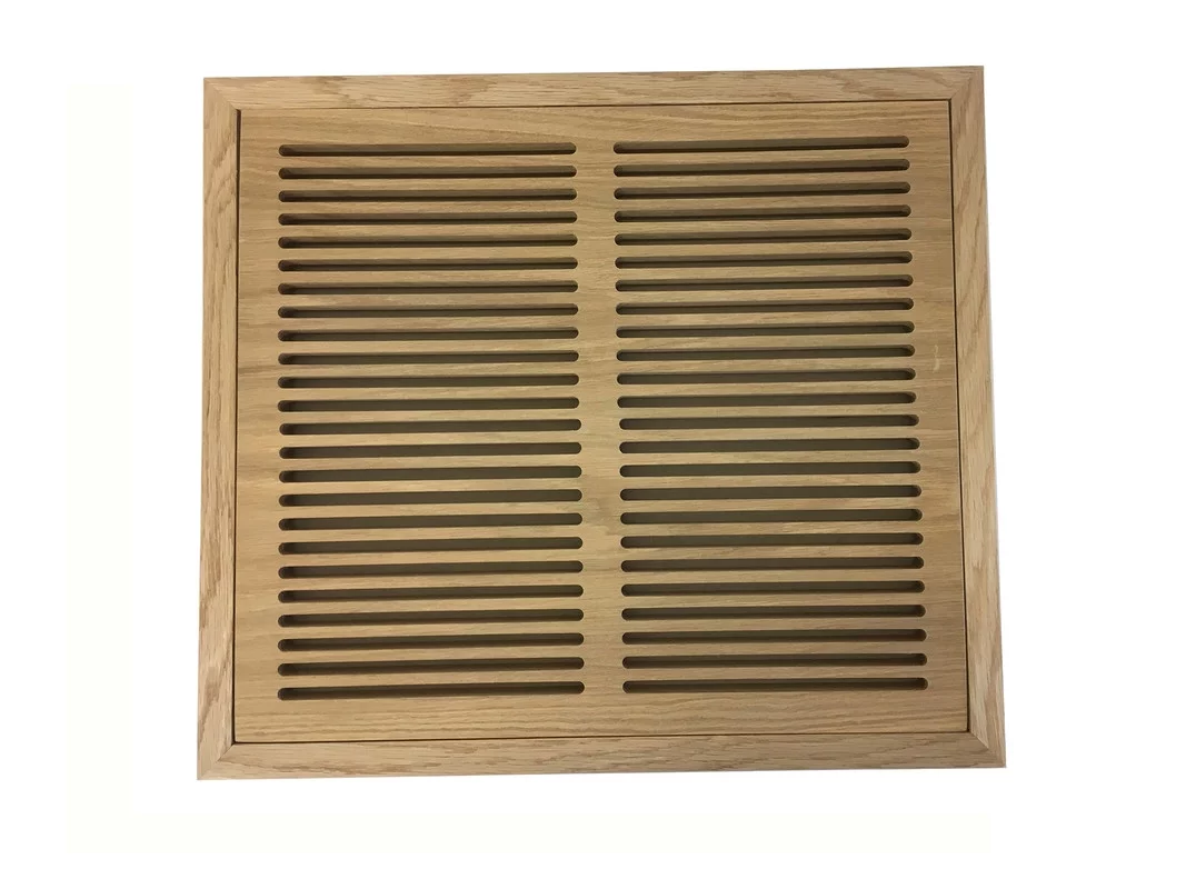12 Inch x 14 Inch Red Oak Hardwood Vent Floor Register Flush Mount, Slotted Style, Unfinished