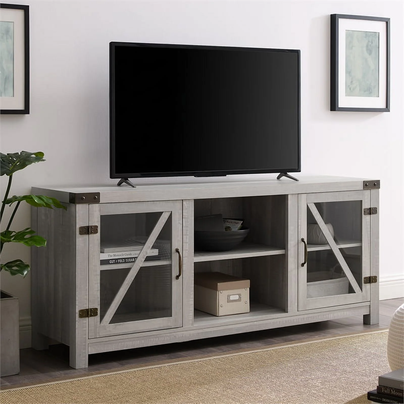 Bowery Hill Rustic Wood TV Stand for TVs up to 58