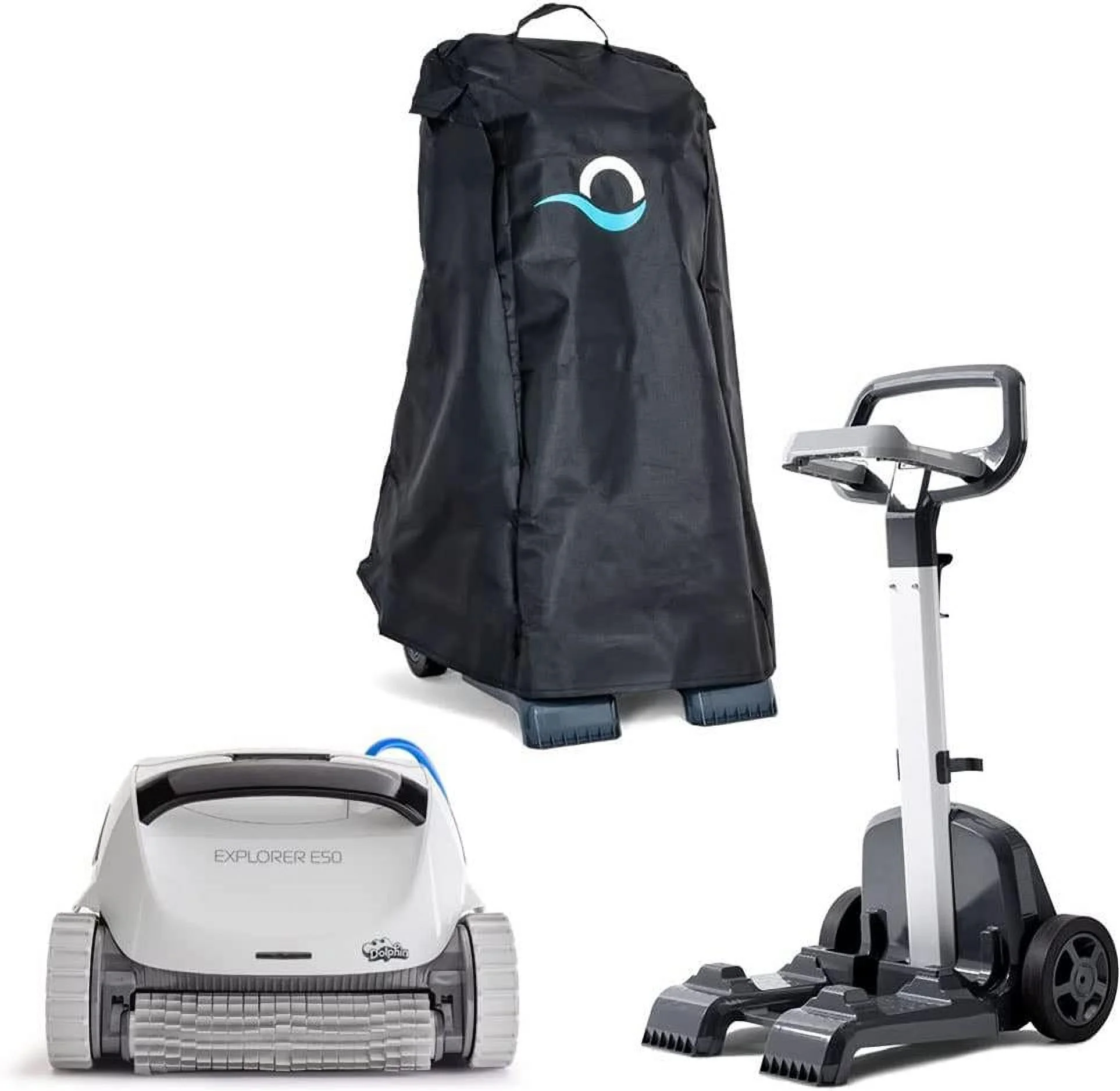 Dolphin Explorer E 5 0 Robotic Pool Vacuum Cleaner with Wi - Fi Control and Caddy , Cover