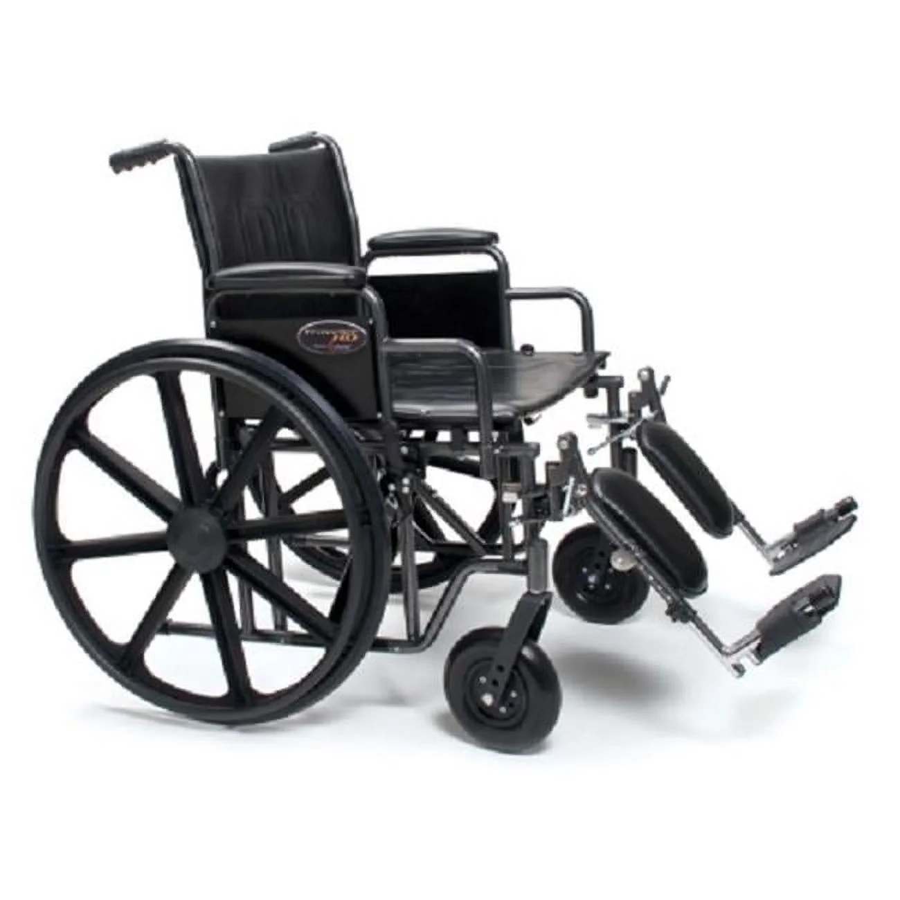 22 x 18 in. Heavy Duty Dual Axle Removable Arm Wheel Chair with Elevating Legrest, Black