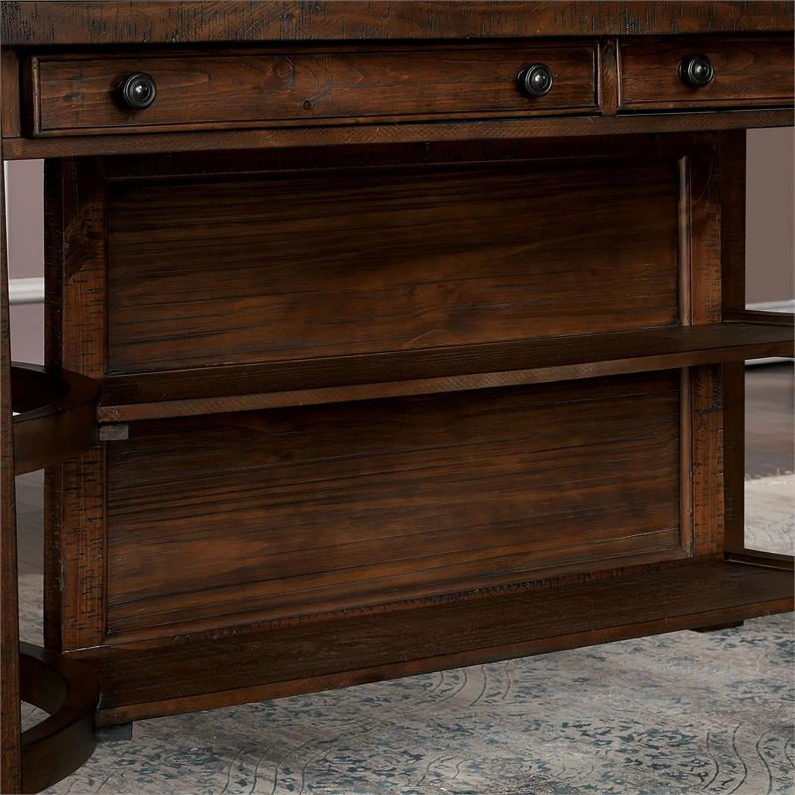 Furniture of America Ena Rustic Solid Wood 7-Piece Counter Dining Set in Oak