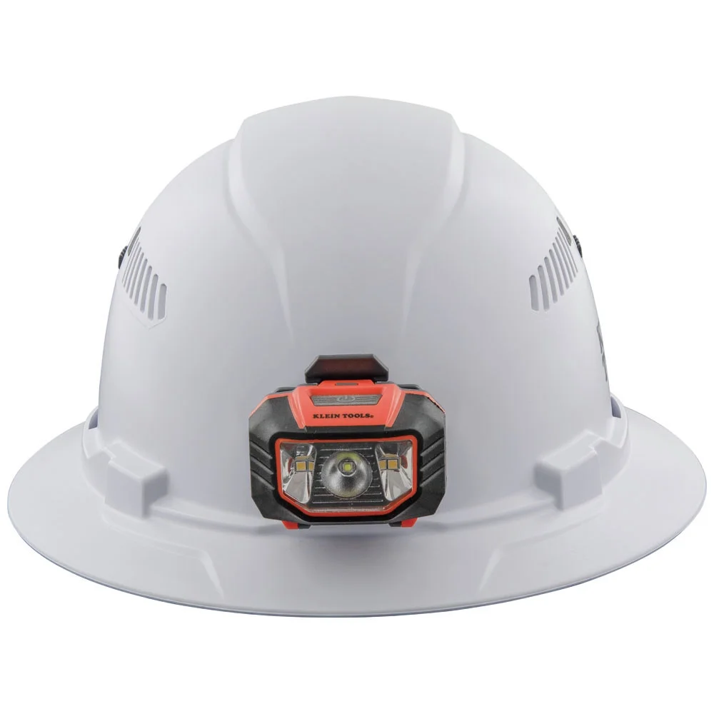 Klein Tools Hard Hat, Vented, Full Brim with Headlamp, 60407