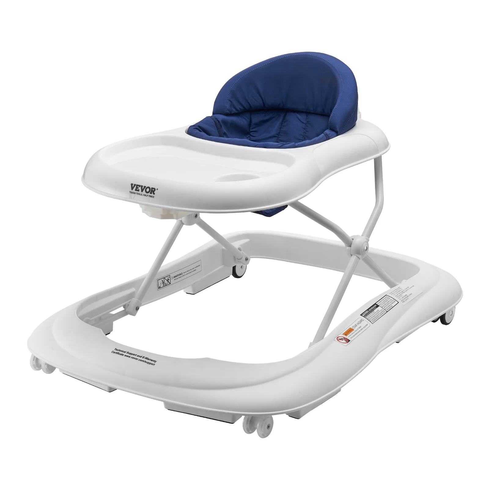 SKYSHALO Baby Walker, Foldable Height Adjustable Baby Walker with Wheels, Infant Toddler Walker with Feeding Tray, Anti-Rollover Activity Walker Helper for Boy Girl 6-12 Months