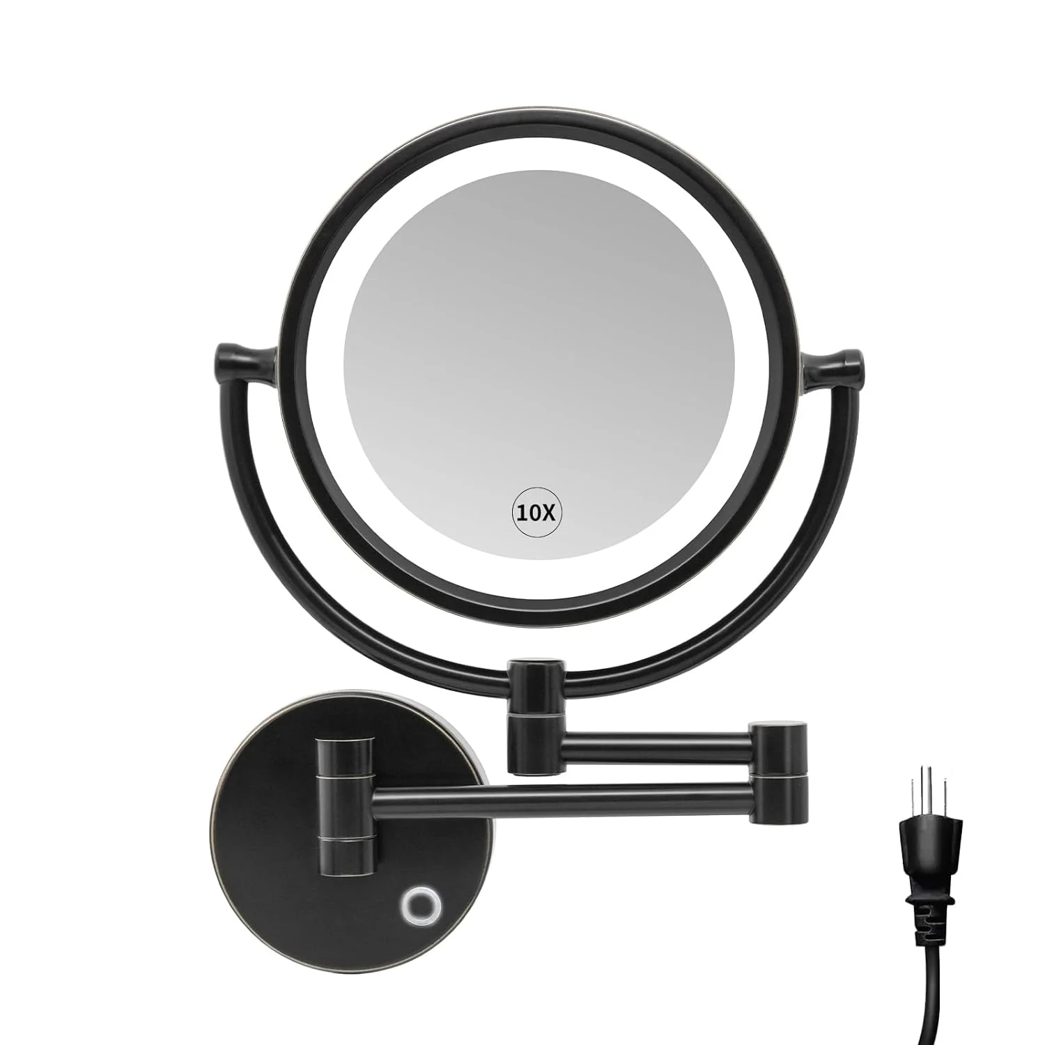 HYUN 8.5 Inch Magnifying Makeup Mirror with 3 Tones Dimmable LED Lights Double Sided Touch Control Vanity Mirror for Bathroom with 10X Magnification M1809DO-T (Oil-Rubbed Bronze/10X)
