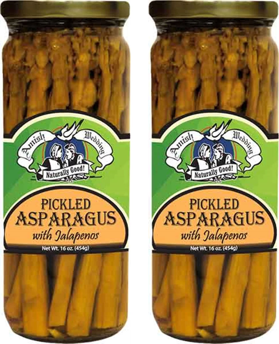 Amish Wedding Naturally Good Pickled Asparagus with Jalapenos, 2-Pack 16 oz. Jars