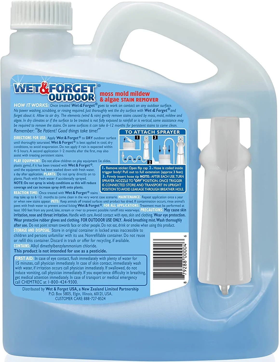 Wet & Forget Outdoor Moss, Mold, Mildew, & Algae Stain Remover Multi-Surface Cleaner, Ready to Use, 64 Ounce