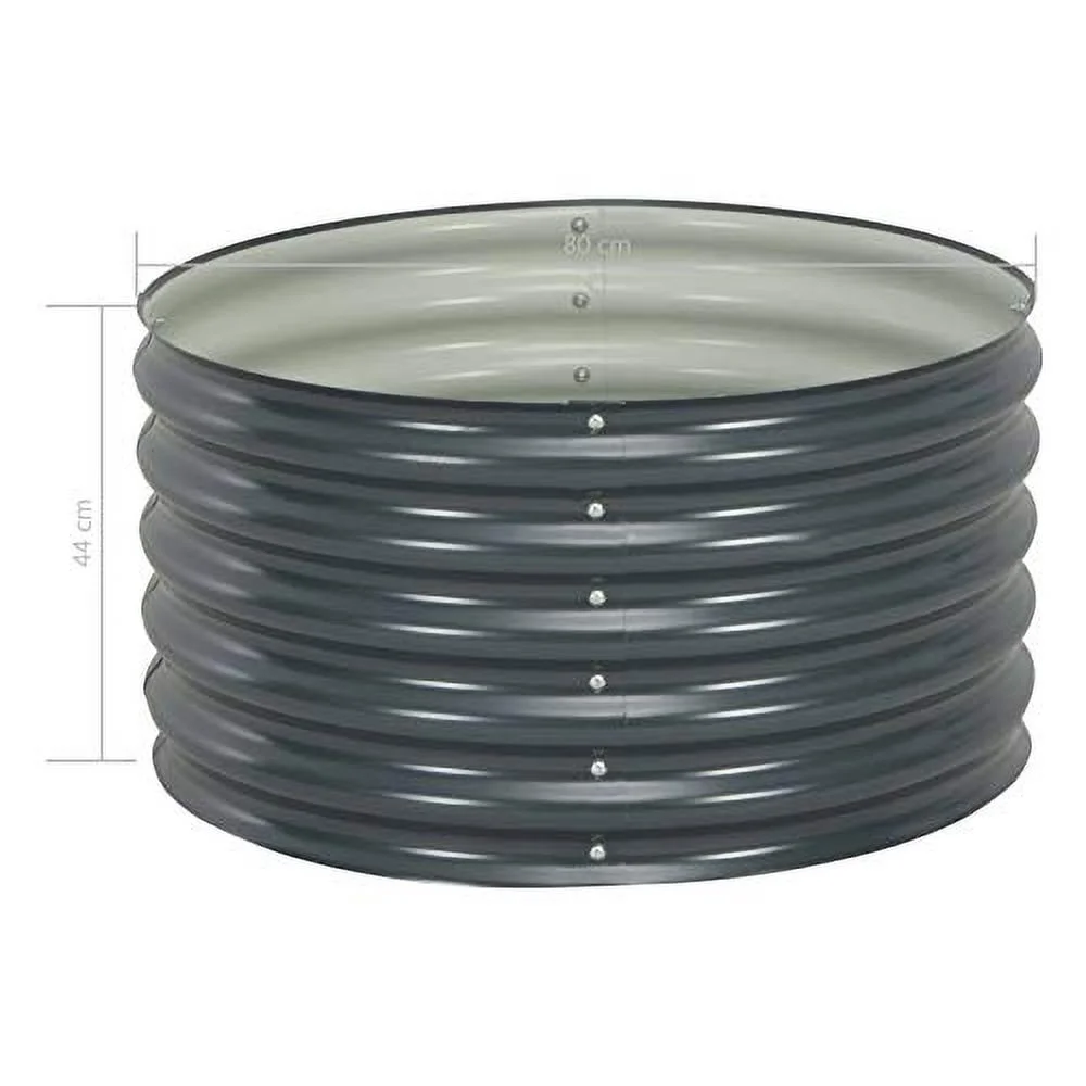 Tidyard Garden Planter Raised Bed Galvanized Steel Patio Round Flower Plant Vegetable Bed Metal Lawn Backyard Outdoor Patio DIY Decor Gray 31.5 x 31.5 x 17.3 Inches (L x W x H)