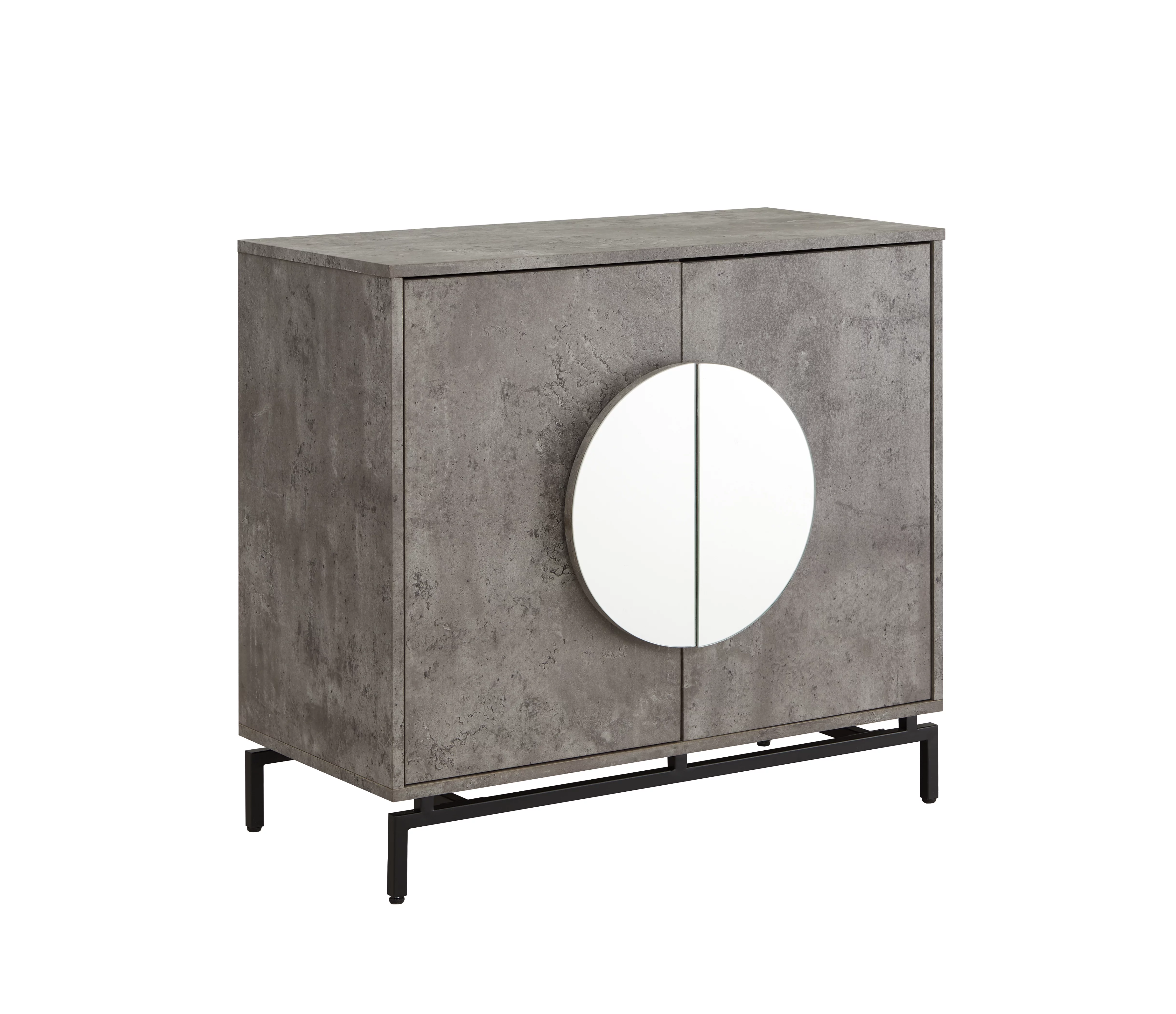 Home Source Cement Console Bar Cabinet with Half Moon Handles