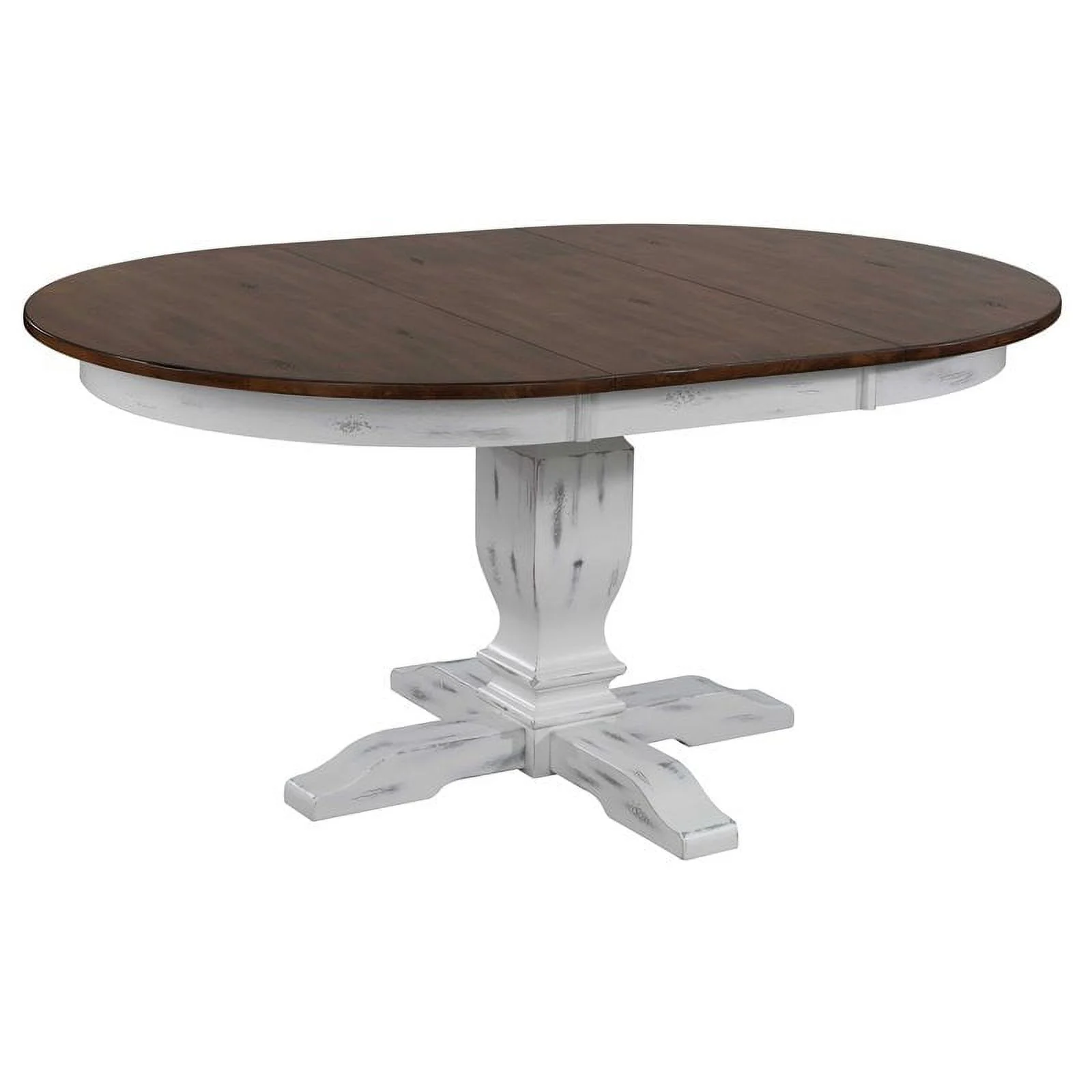 Pemberly Row Round Wood Dining Table in Cocoa Brown / Cotton White