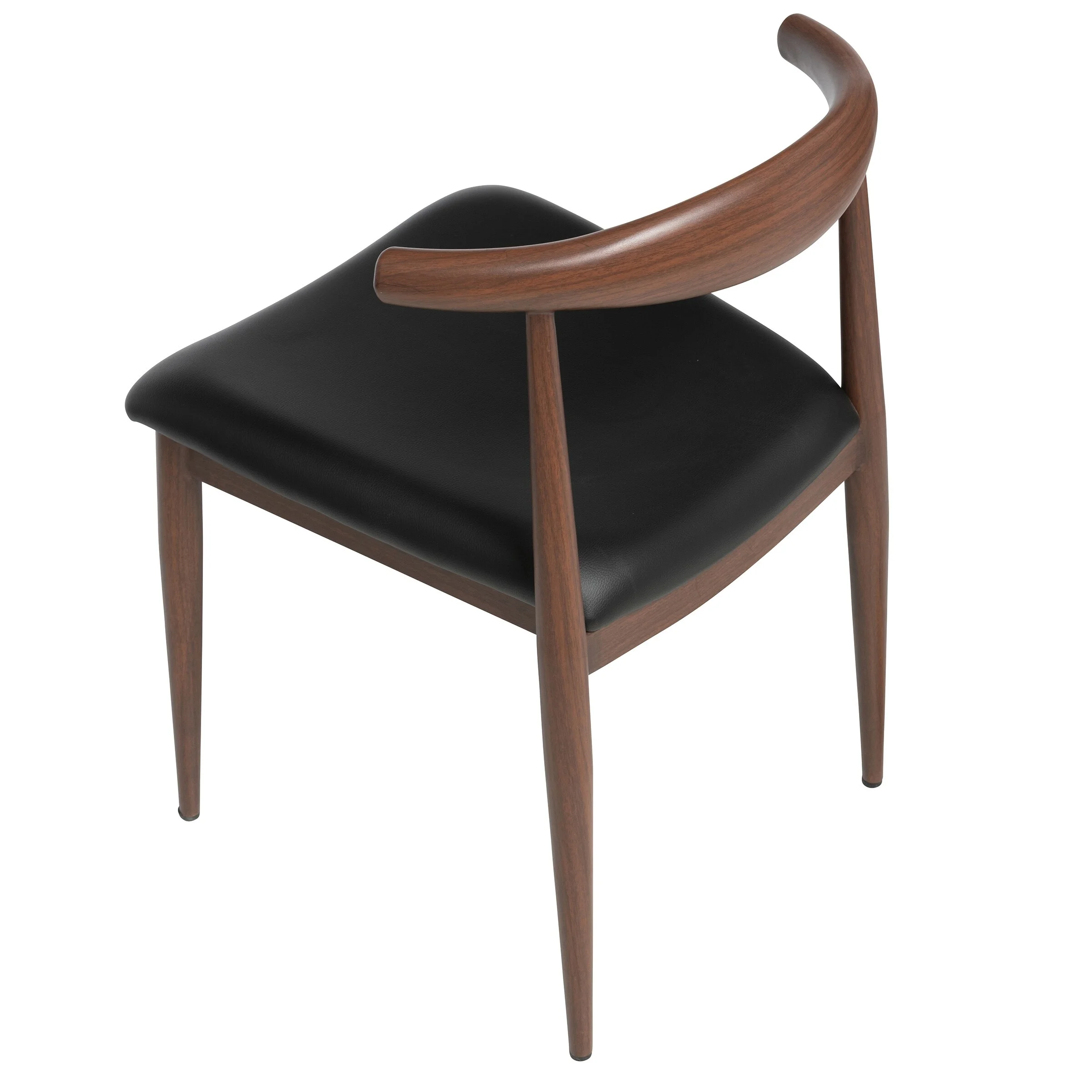 Elite Living Hans Leather Upholstered Stackable Dining Chair Dark Walnut