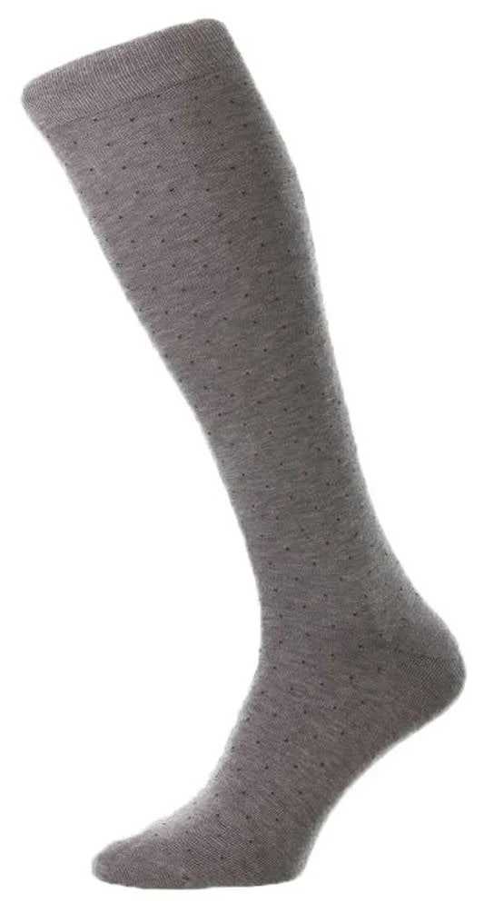 Pantherella Gadsbury Cotton Fil D'Ecosse Over the Calf Socks - Mid Grey Mix