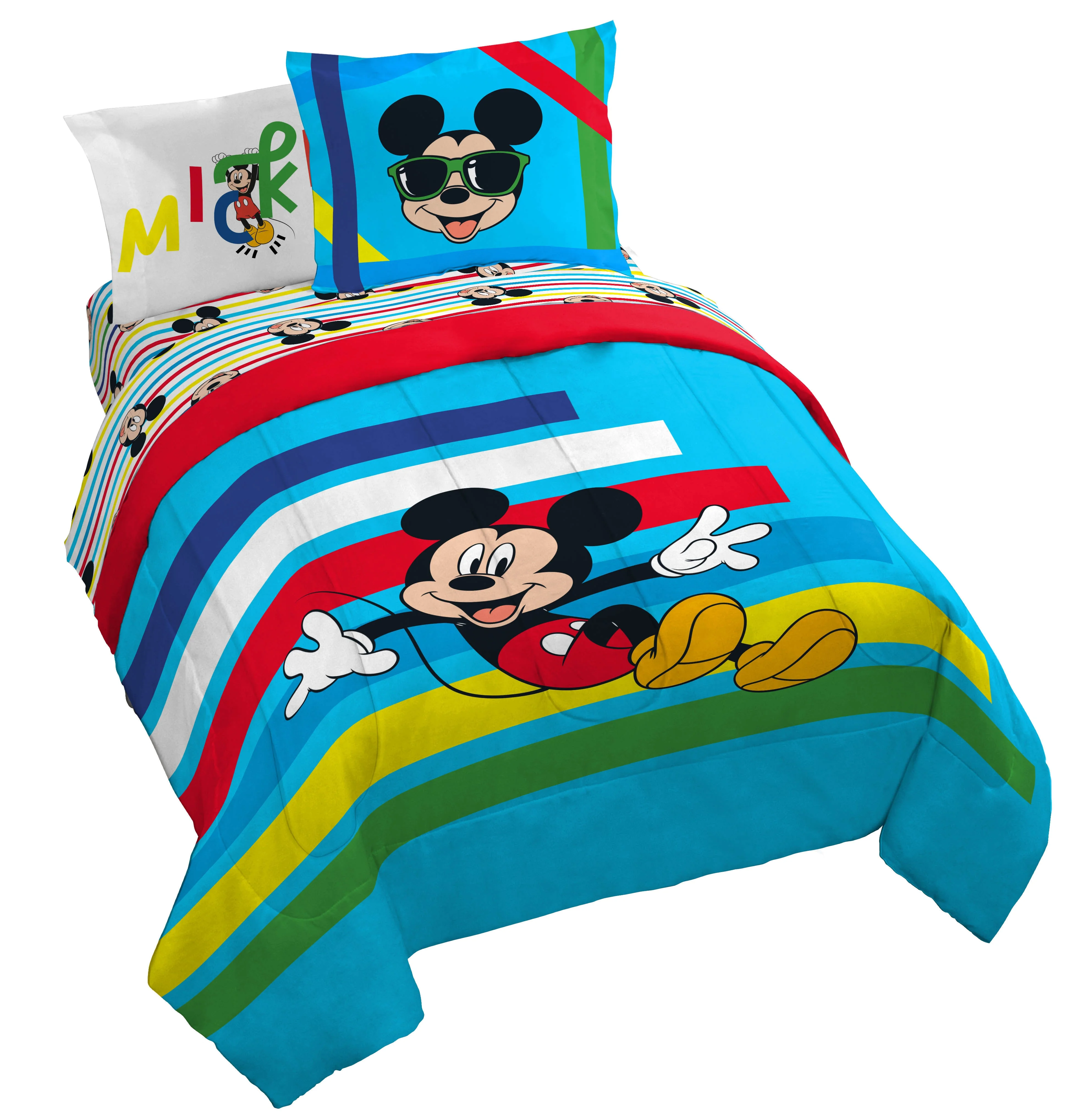Sunny Side Up Disney Mickey Mouse 5 Piece Twin Size Bed Set with Sham