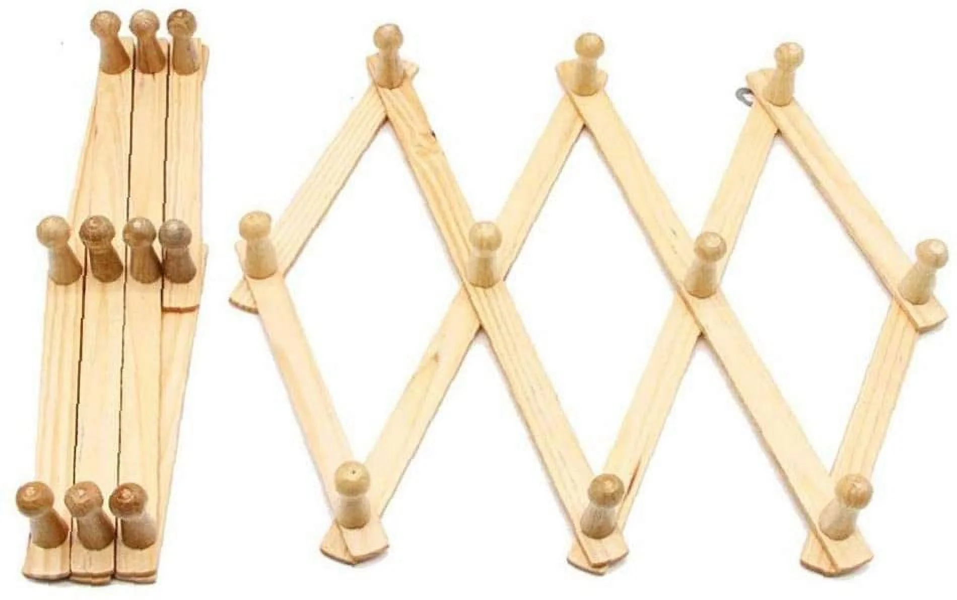 LANMOK 10 Pegs Wooden Hook Wall Mounted Expandable Wood Wall Rack Folding hanger Coat Rack Hat Closet Hook for Hallway Bathroom Living Room Kitchen