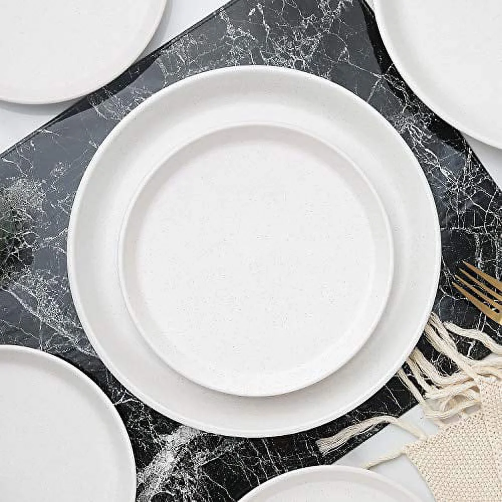 Stone Lain Albie Rustic Stoneware Dinner Plate Replacements, 4 Count, Snow White