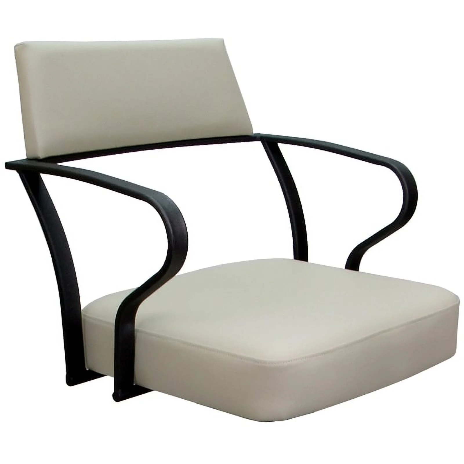 Carolina Swivel Tilt Metal Dining Caster Chair - Ocean Beige Vinyl - Black