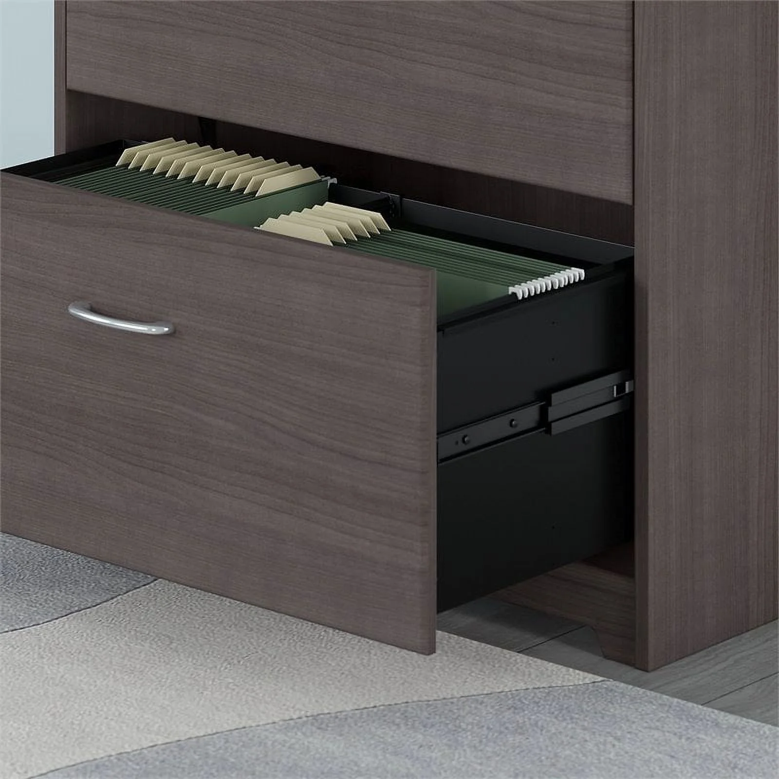 Home Square 2 Piece Engineered Wood Filing Cabinet Set in Heather Gray