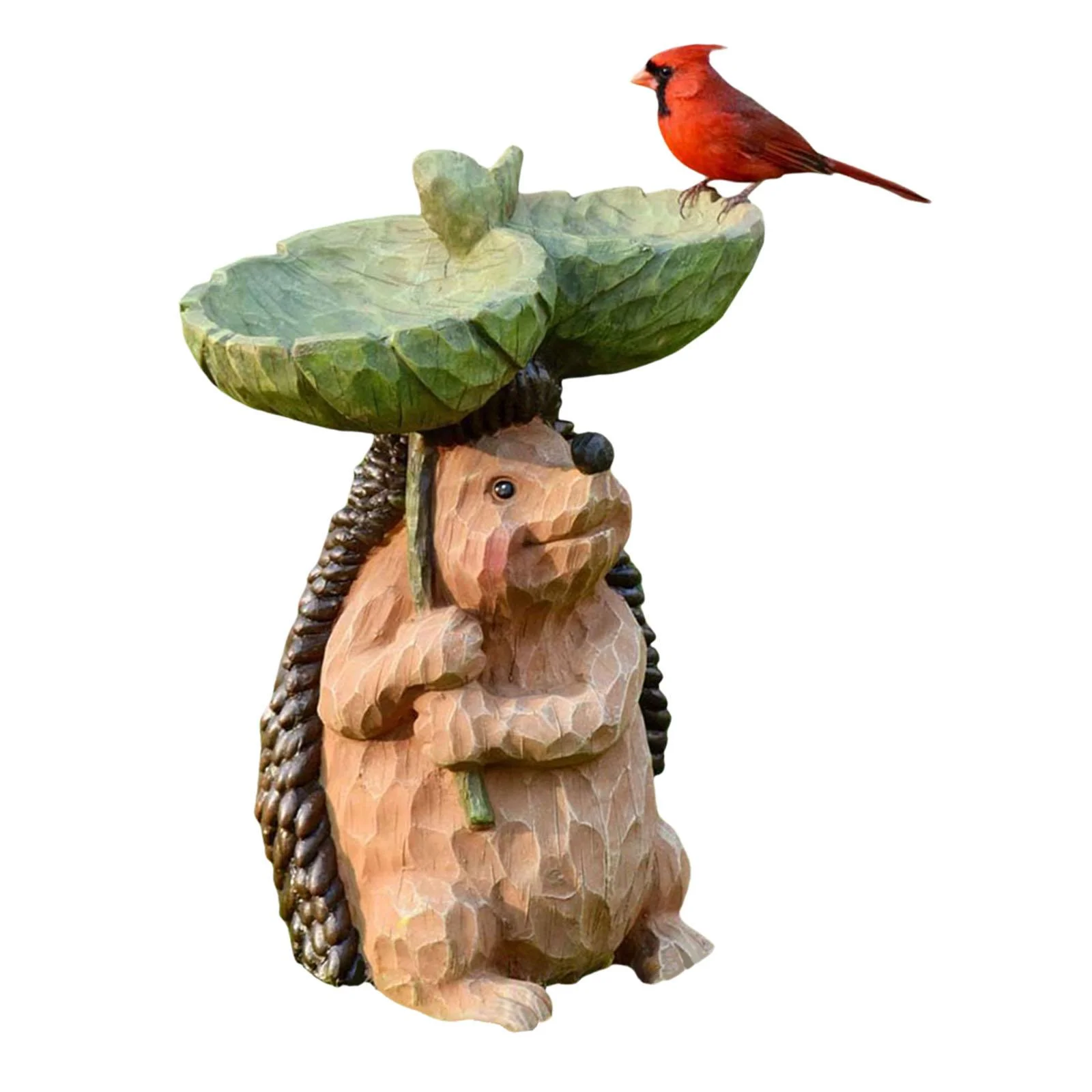 oshhnii Garden Bird Bath Bowl Yard Backyard Sculpture Resin Statue Figurine Resin Feeder Hedgehog 15x10x20cm