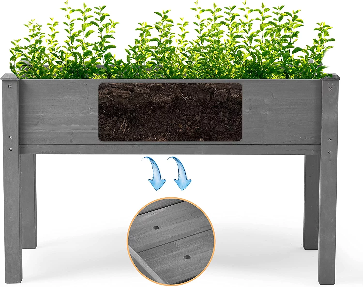 Elevated Wooden Planter Box for Outdoor Plants Flowers Fruits Vegetable Herb Growing,48x24x30 inch Raised Garden Bed with Legs