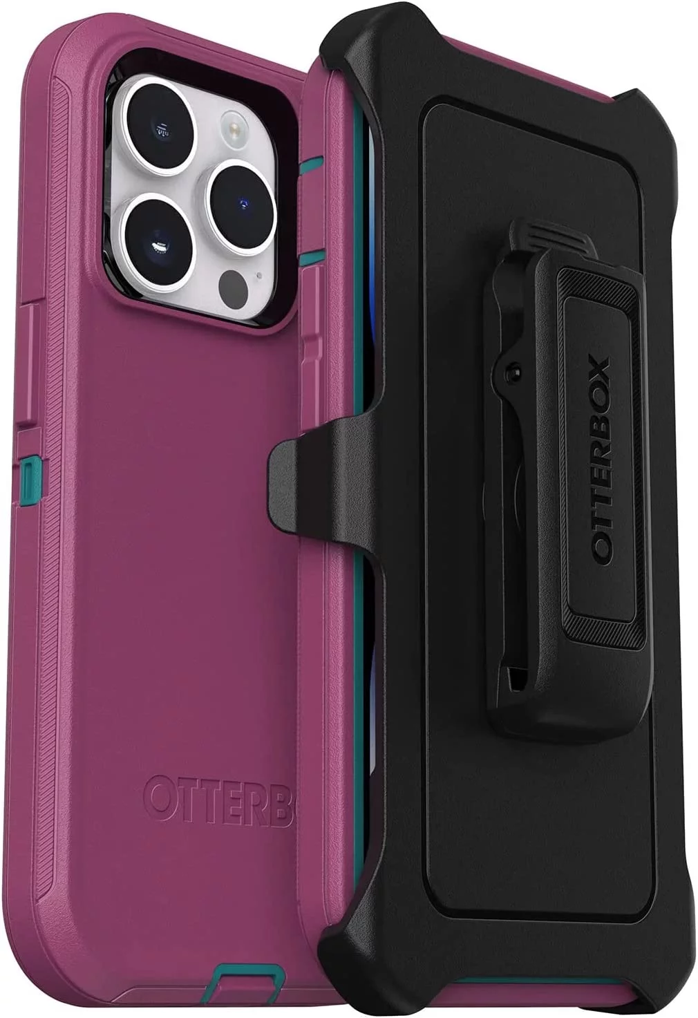 OtterBox Defender Screenless Series Case & Belt Clip Holster for iPhone 14 Pro, Canyon Pink